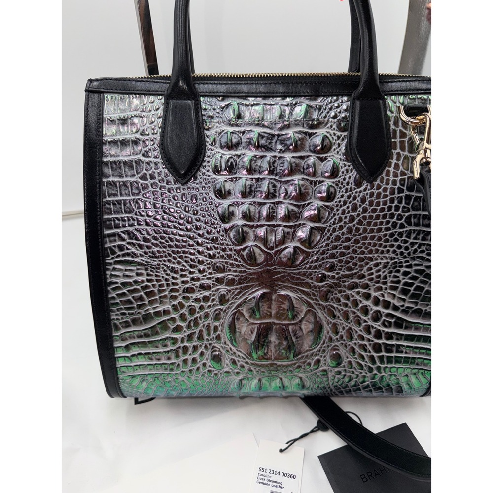 Brahmin Caroline Satchel Dusk Gleaming Iridescent Croc Embossed Leather Bag S51 - Picture 8 of 16